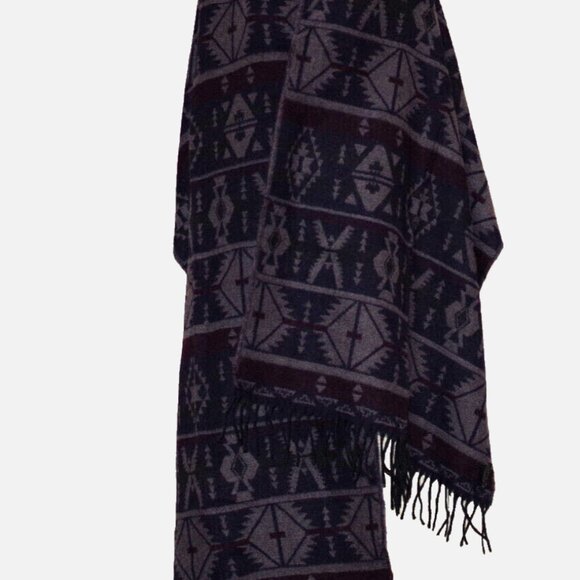 All Saints wool printedshawl Jacquard Multicolor Gray Blue Purple